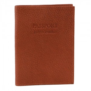 Passport Wallets Pierre Cardin Leather Passport Wallet Cover Masculino Marrom | 2460-NXPIR