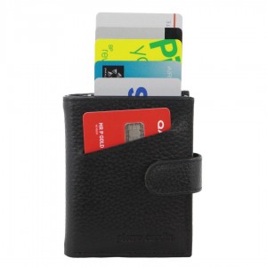 Porta Cartões Pierre Cardin Leather Smart Slide Card Holder Tab Wallet Masculino Pretas | 9750-ZIYKV