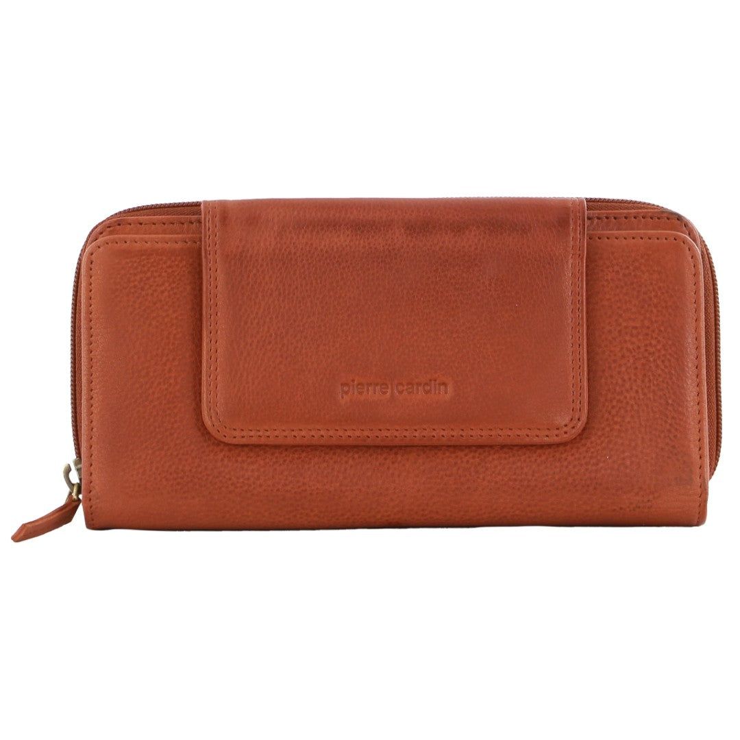 Bi-Fold Wallets Pierre Cardin Leather Bi-Fold Tab Wallet Feminino Marrom | 1695-WSTQH