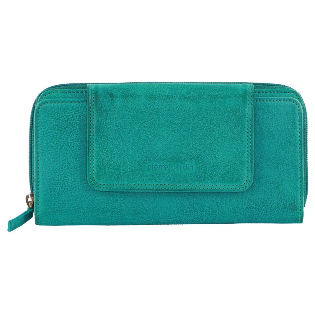 Bi-Fold Wallets Pierre Cardin Leather Bi-Fold Tab Wallet Feminino Luz Turquesa | 4053-BEHPR