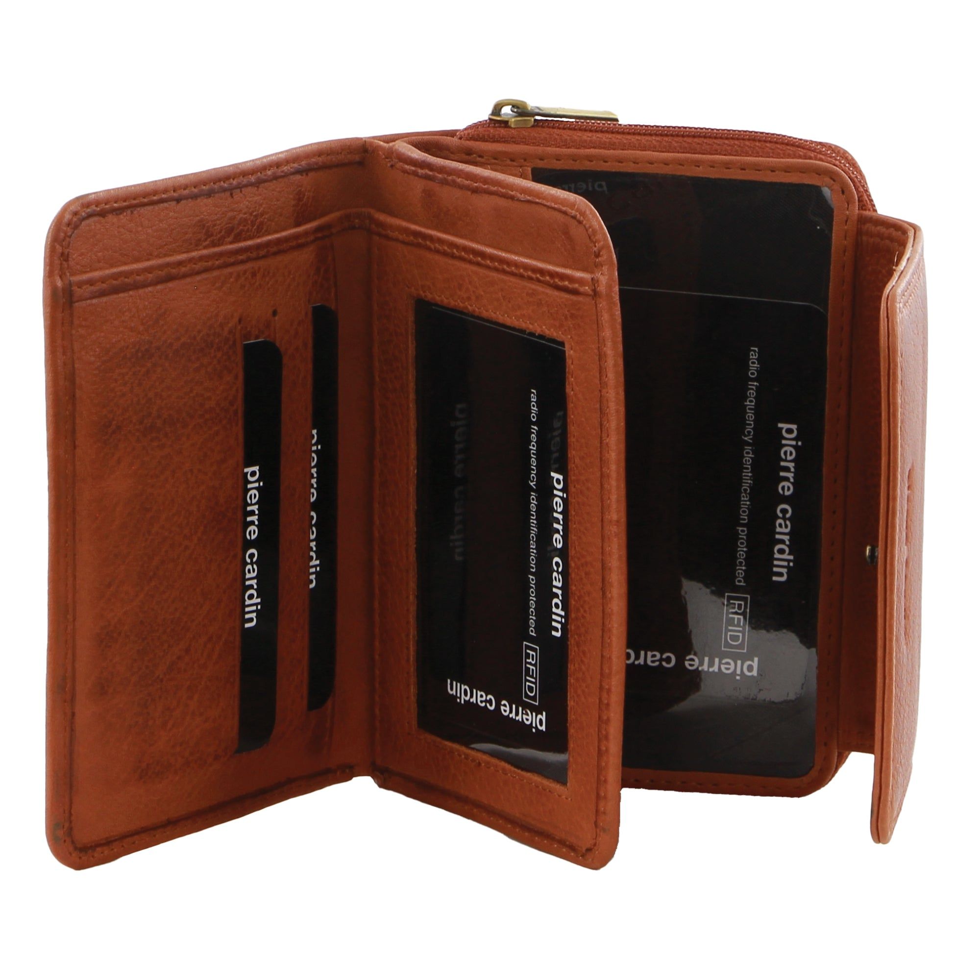 Bi-Fold Wallets Pierre Cardin Leather Compact Bi-Fold Tab Wallet Feminino Marrom | 6183-BEYWG
