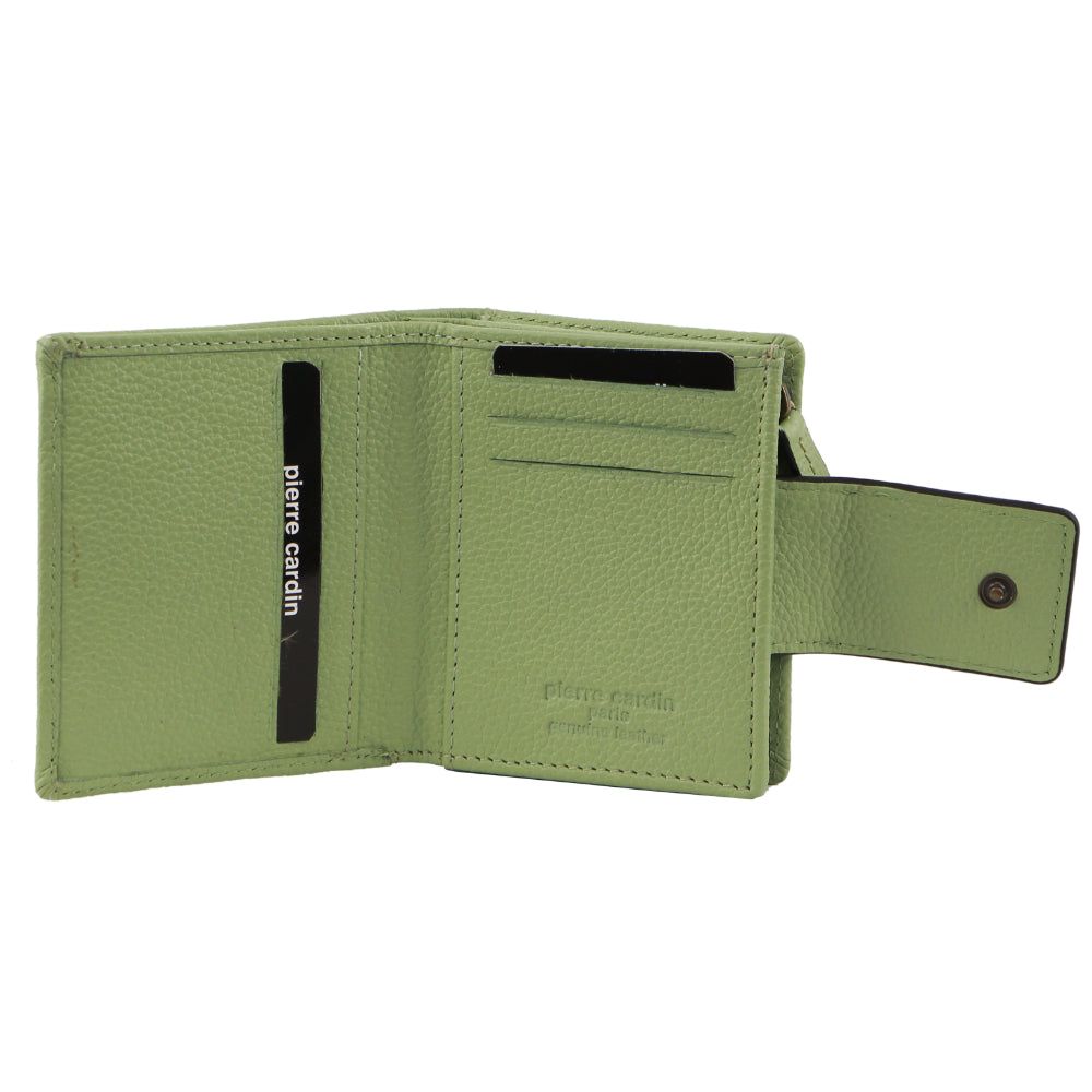 Bi-Fold Wallets Pierre Cardin Leather Flip-over Bi-fold Wallet Feminino Jade | 4920-EAXLR