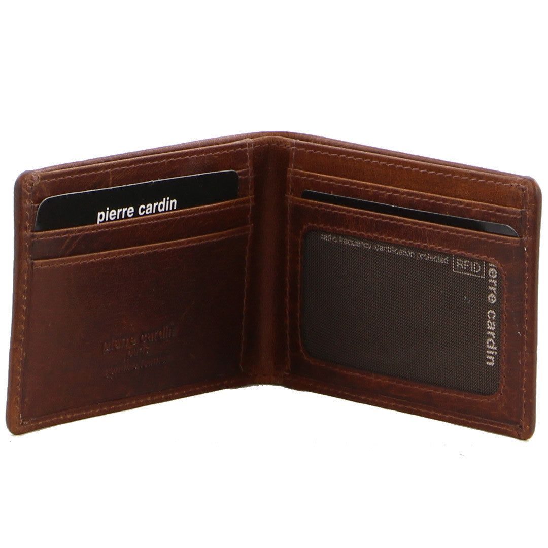 Bi-Fold Wallets Pierre Cardin Leather Slimline Bi-Fold Wallet Masculino Marrom | 6923-BPZFJ