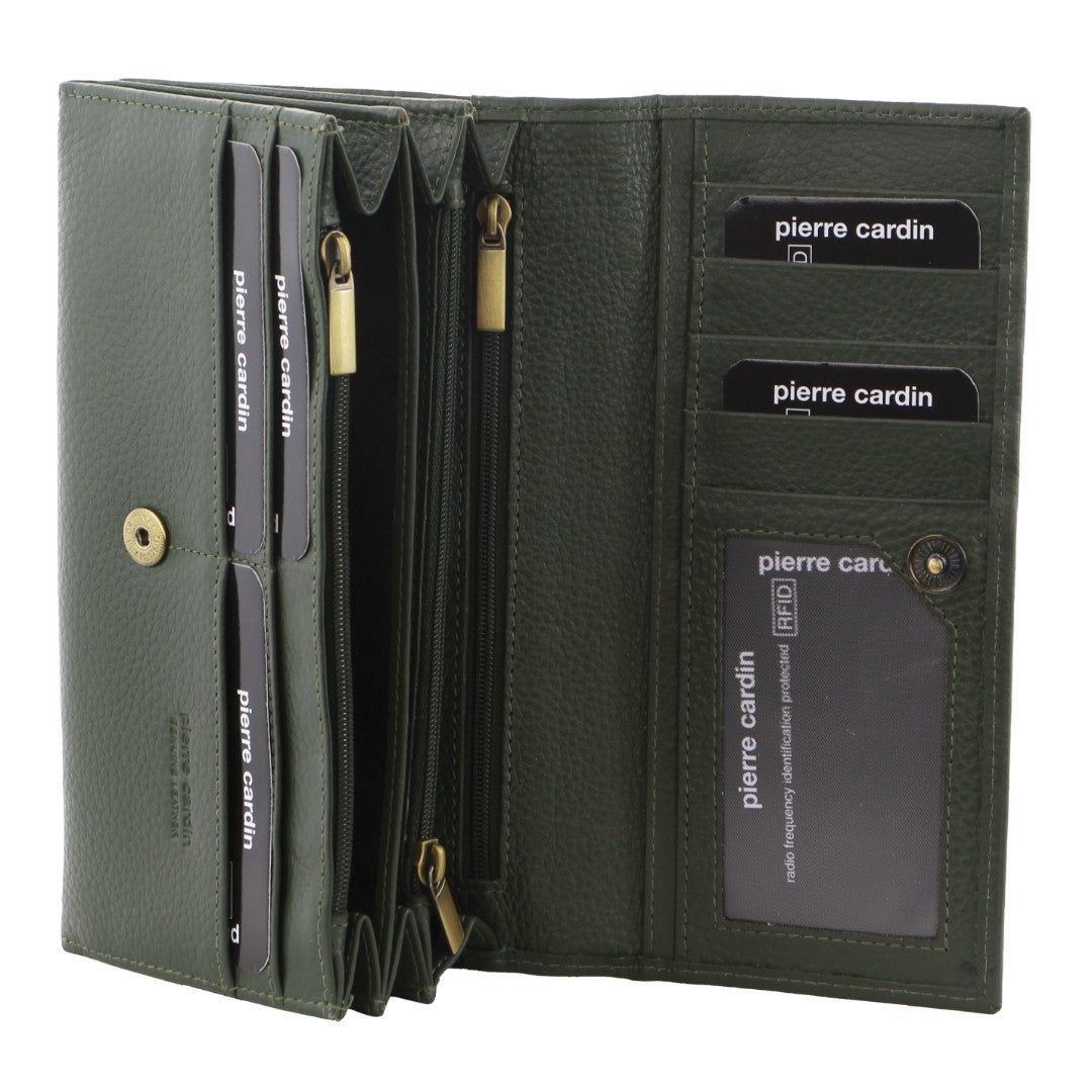 Bi-Fold Wallets Pierre Cardin Rustic Leather Wallet Feminino GrapeLeaf | 3415-JLPVG