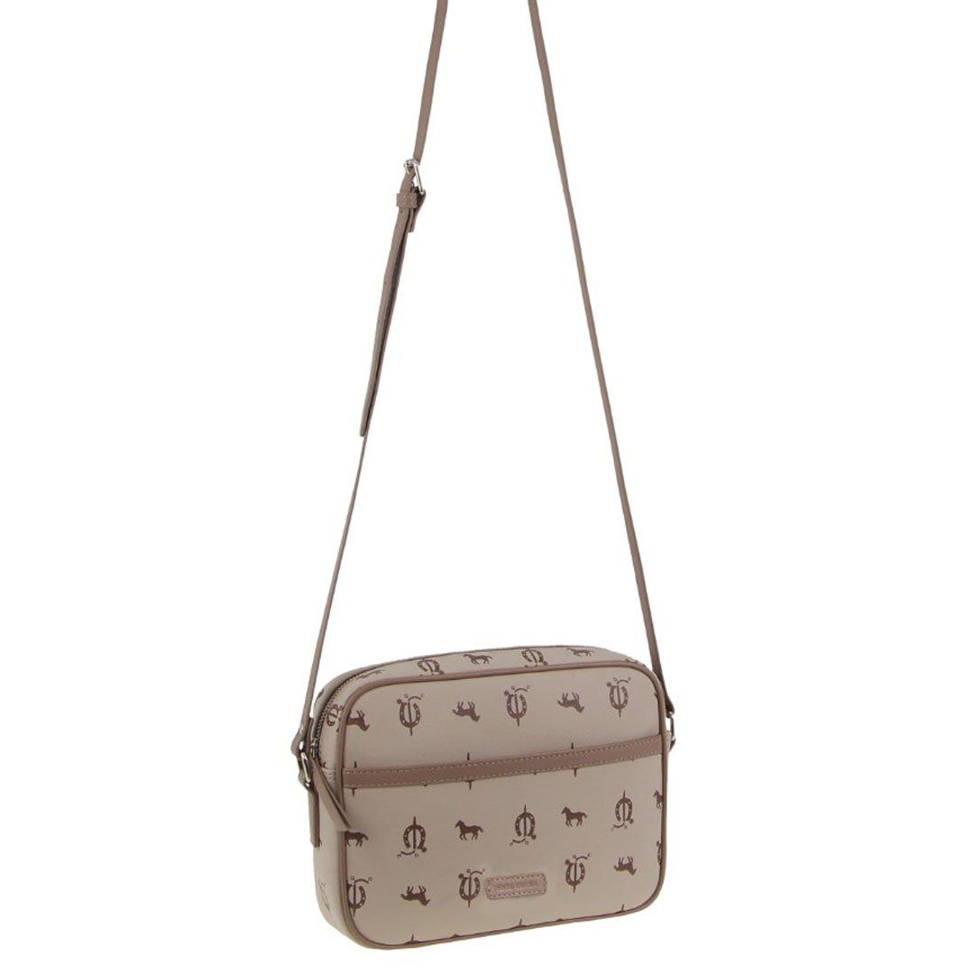 Bolsas Crossbody Pierre Cardin Canvas Leather Trim Square Cross-body Bag Feminino Bege | 6125-YLGBN