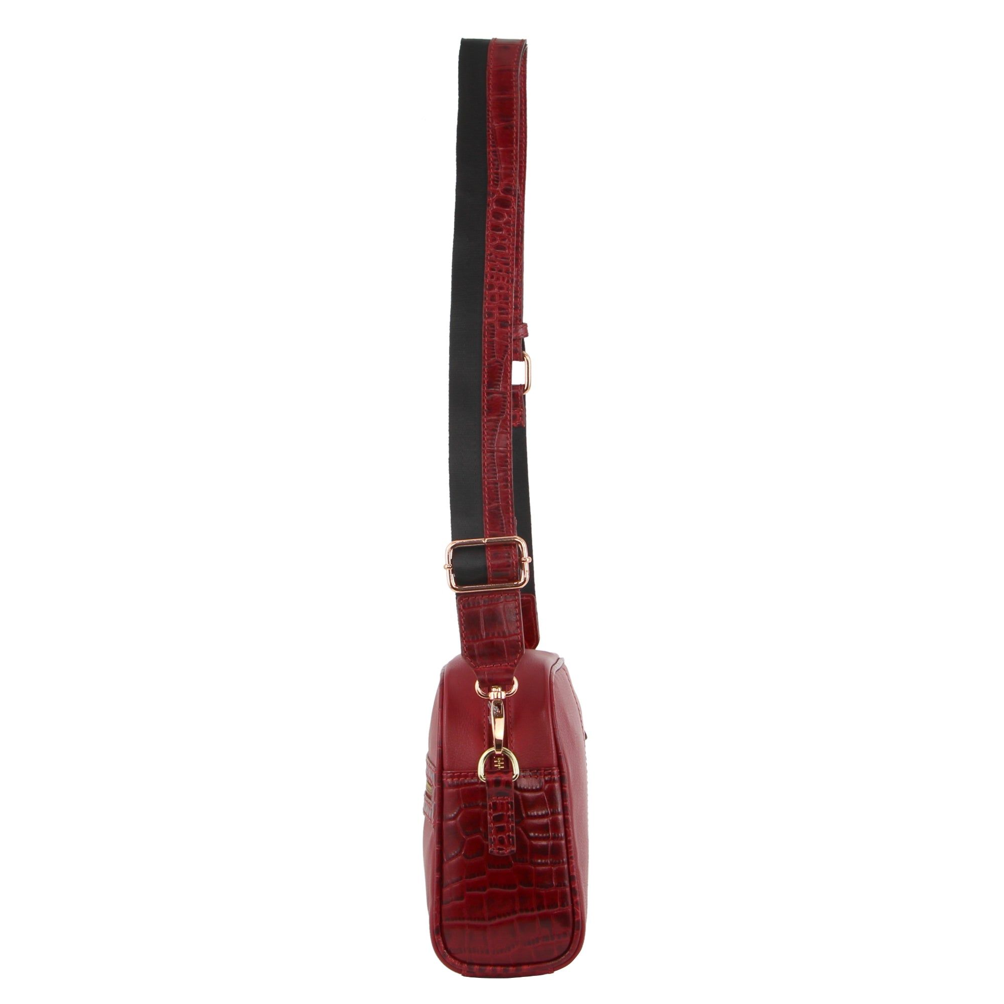 Bolsas Crossbody Pierre Cardin Croc-Embossed Leather Cross-Body Bag Feminino Vermelhas | 1023-NBMEQ