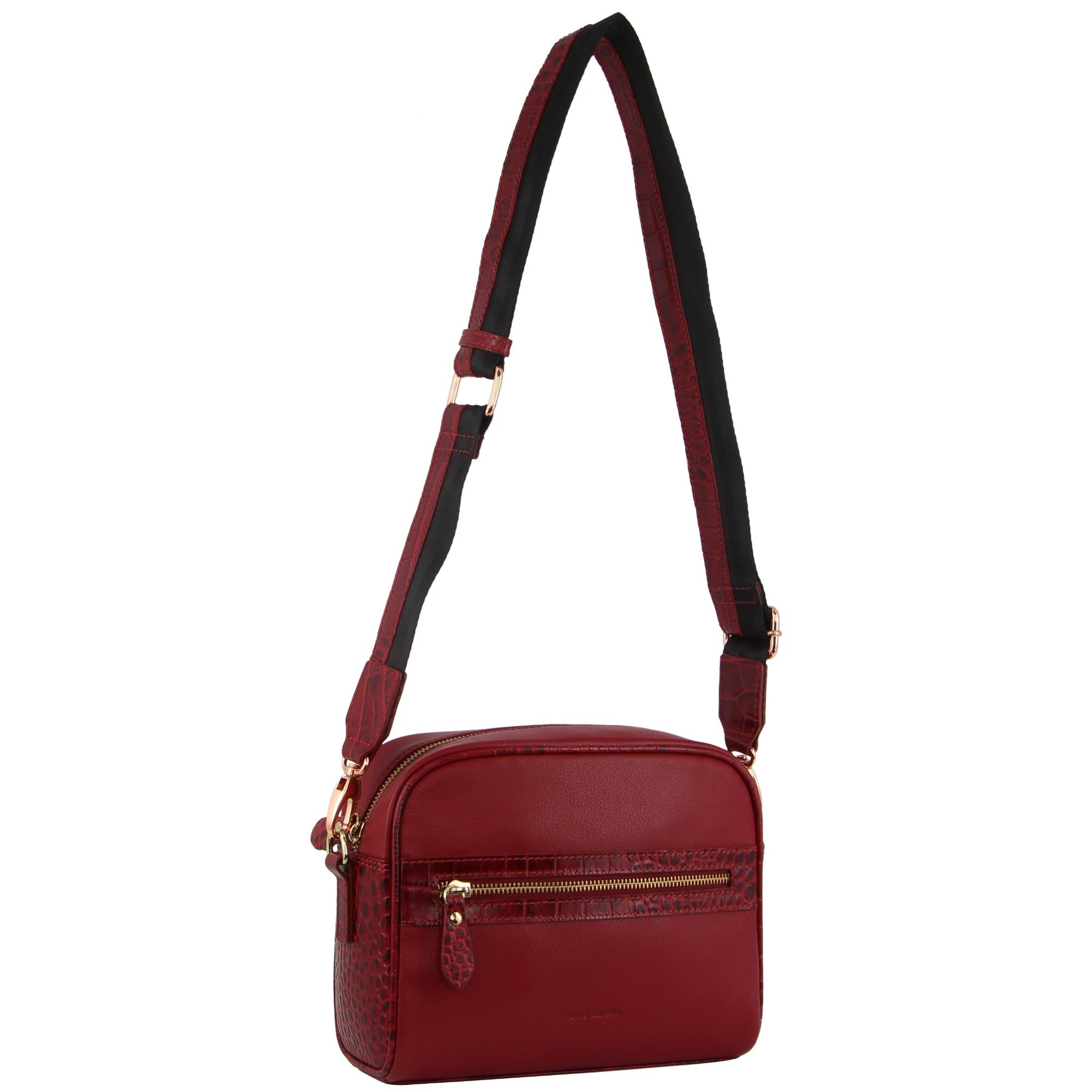 Bolsas Crossbody Pierre Cardin Croc-Embossed Leather Cross-Body Bag Feminino Vermelhas | 1023-NBMEQ