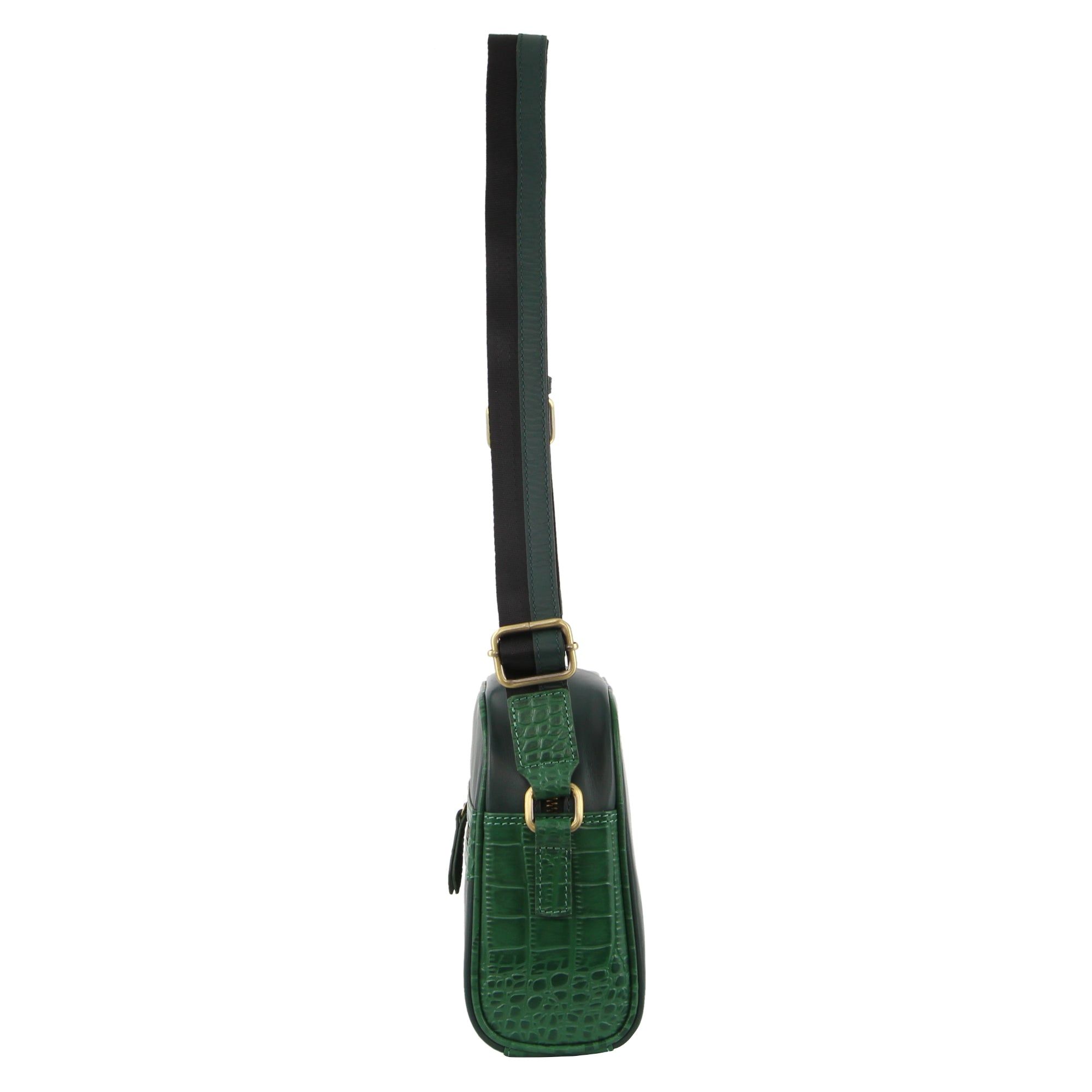 Bolsas Crossbody Pierre Cardin Croc-Embossed Leather Cross-Body Bag Feminino Verdes | 0736-UQADO
