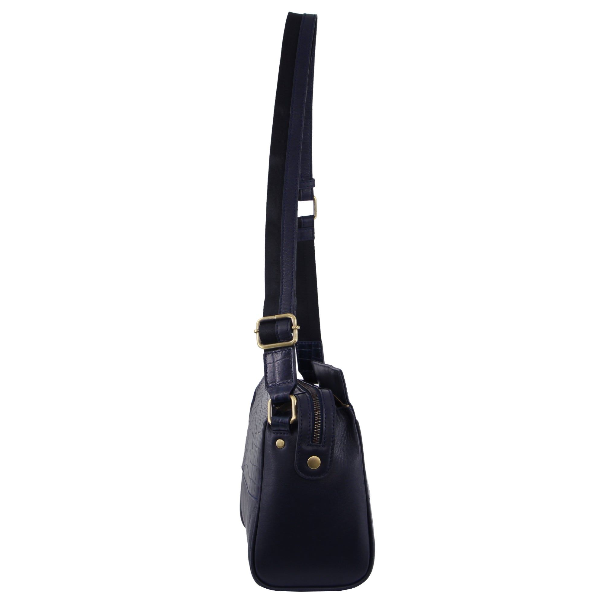 Bolsas Crossbody Pierre Cardin Croc-Embossed Leather Cross-Body Bag Feminino Azul Marinho | 0725-NIFWZ