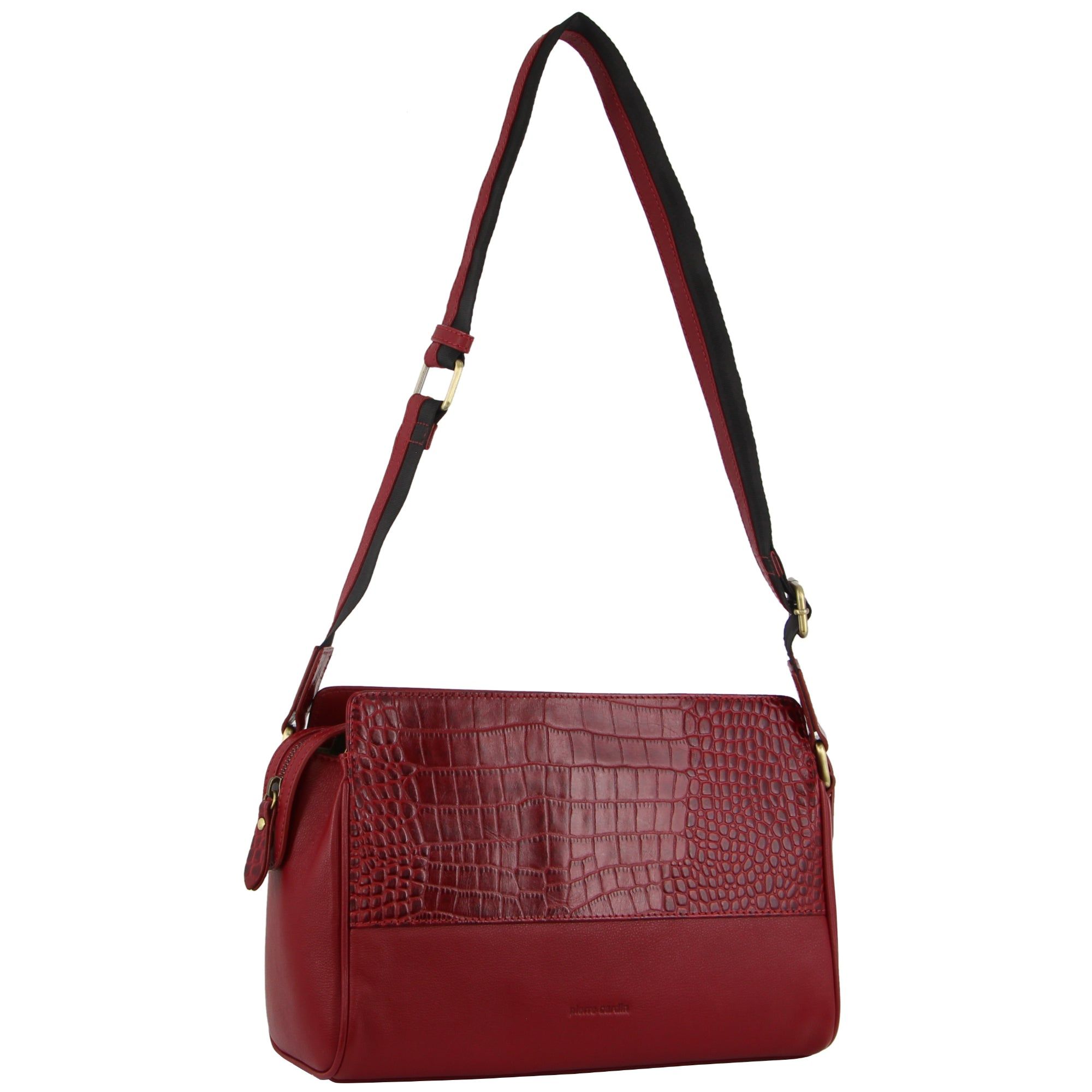 Bolsas Crossbody Pierre Cardin Croc-Embossed Leather Cross-Body Bag Feminino Vermelhas | 6840-PXZUK