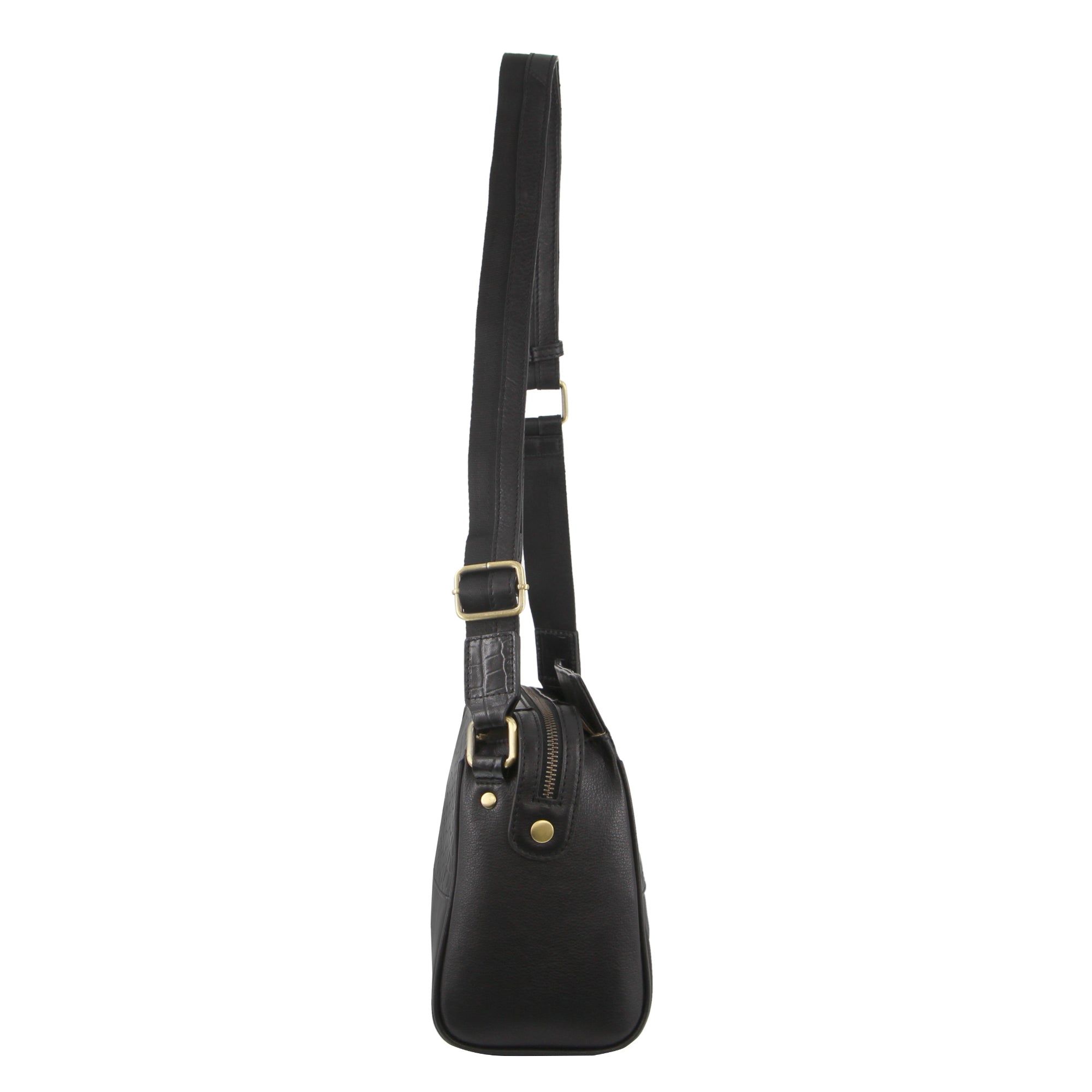 Bolsas Crossbody Pierre Cardin Croc-Embossed Leather Cross-Body Bag Feminino Pretas | 9354-KAHXB