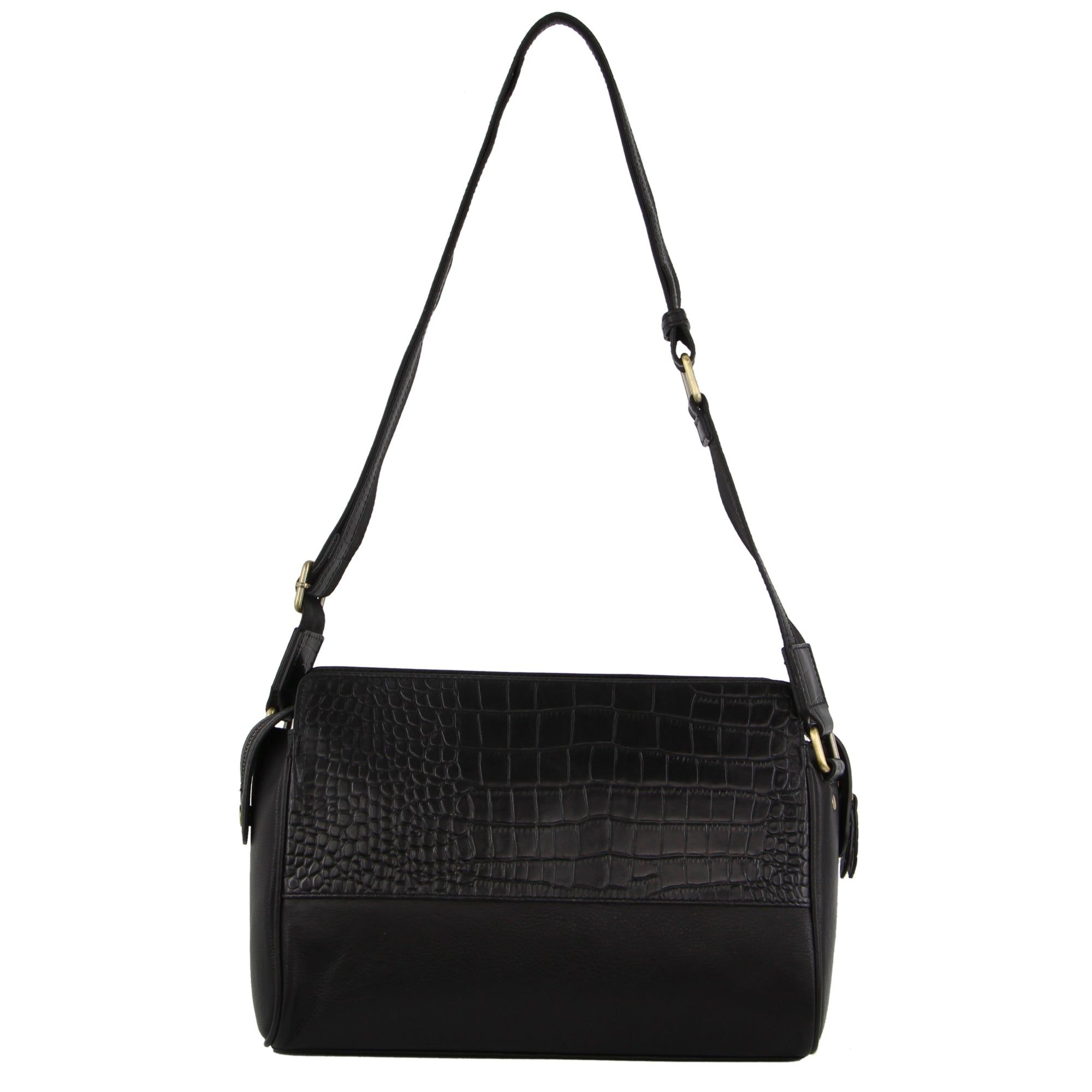 Bolsas Crossbody Pierre Cardin Croc-Embossed Leather Cross-Body Bag Feminino Pretas | 9354-KAHXB