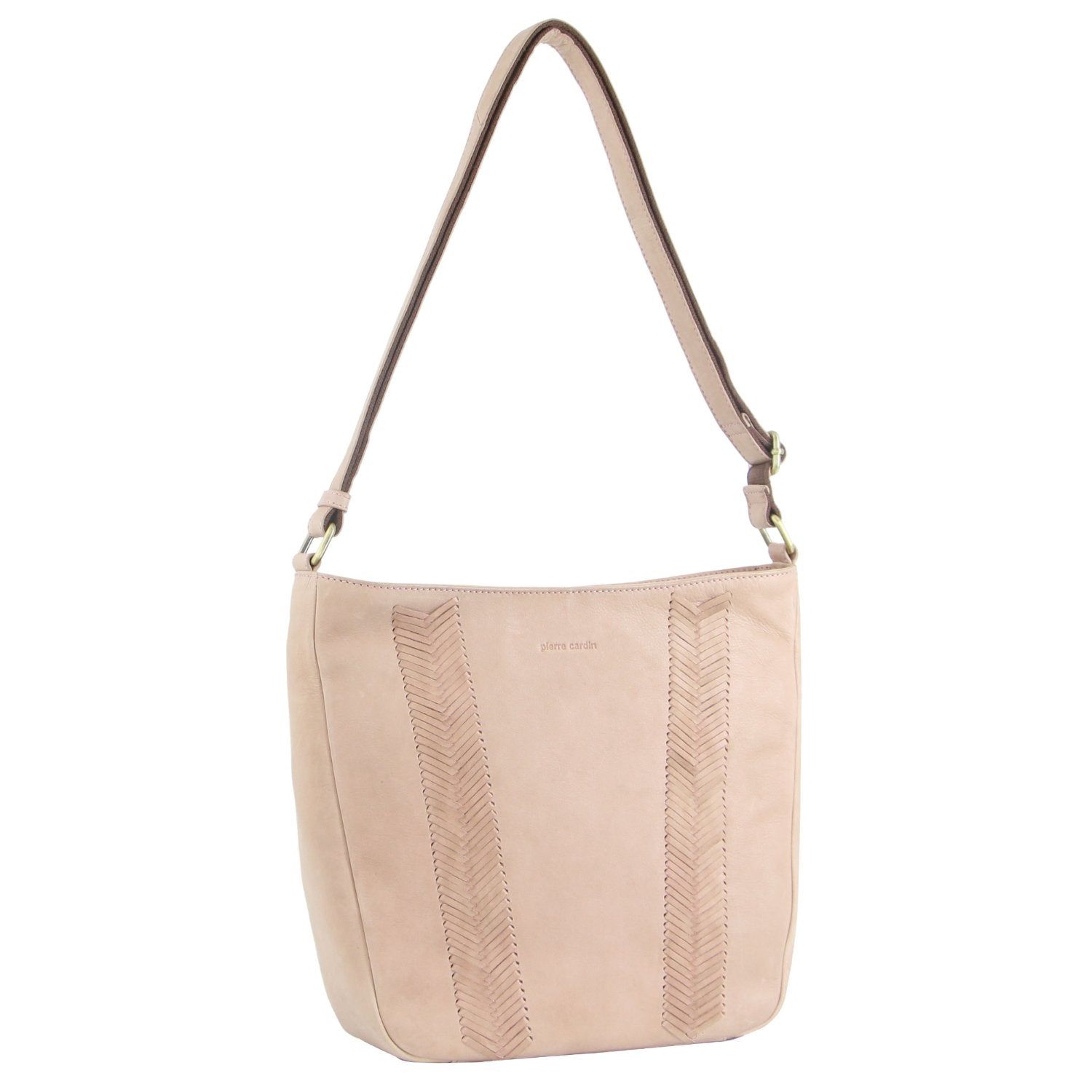 Bolsas Crossbody Pierre Cardin Herringbone Embossed Leather CrossBody Bag Feminino Rosa | 9738-UARIJ