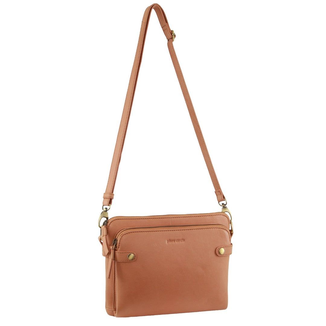Bolsas Crossbody Pierre Cardin Leather Crossbody Bag Feminino Abricó | 5381-PQYFJ