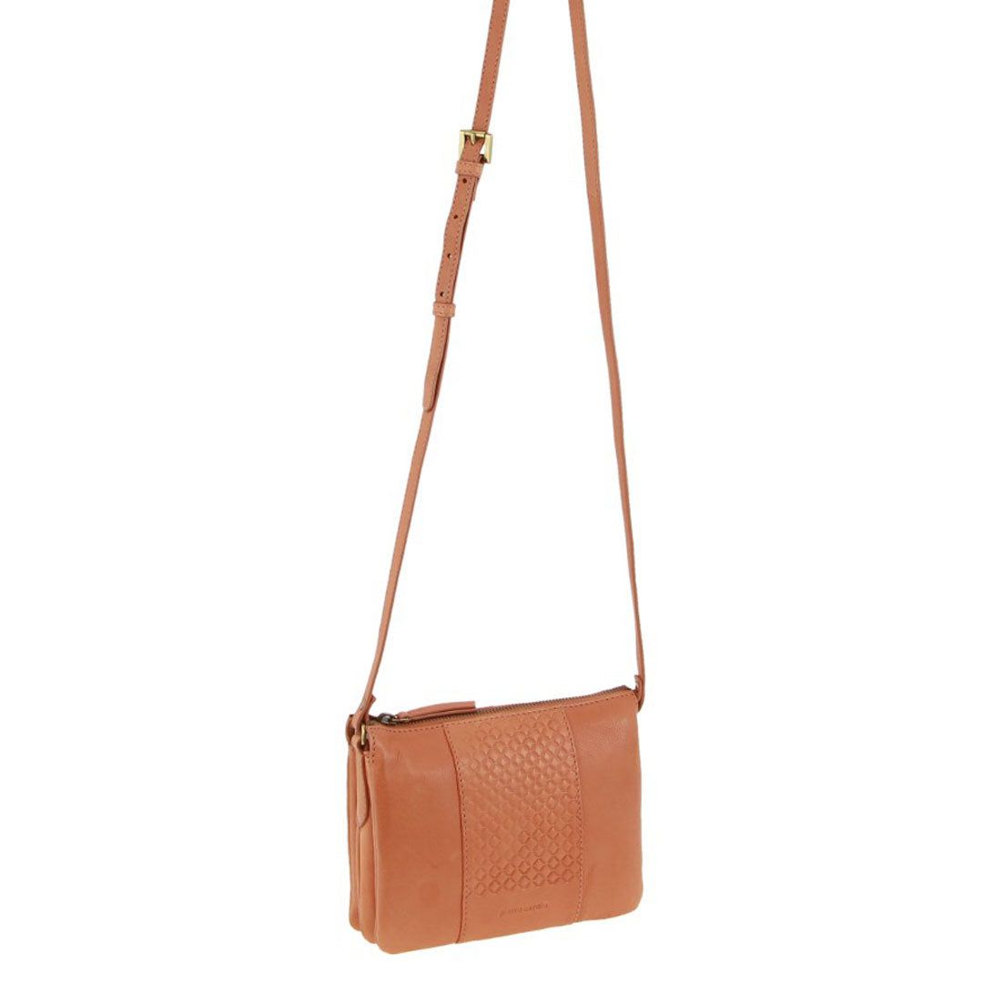 Bolsas Crossbody Pierre Cardin Leather Diamond Pattern Embossed Crossbody Bag Feminino Abricó | 2864-LTFSB