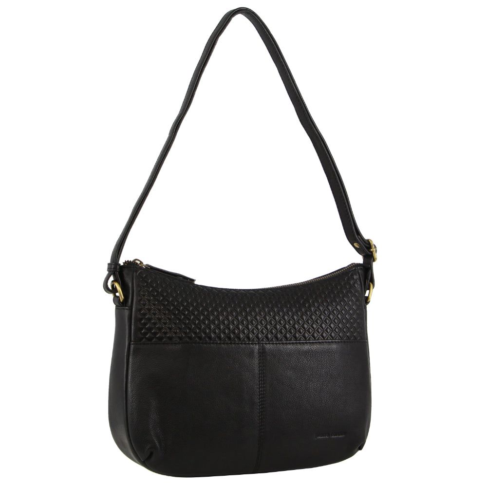 Bolsas Crossbody Pierre Cardin Leather Diamond Pattern Embossed Cross-Body Bag Feminino Pretas | 0146-MXZEY