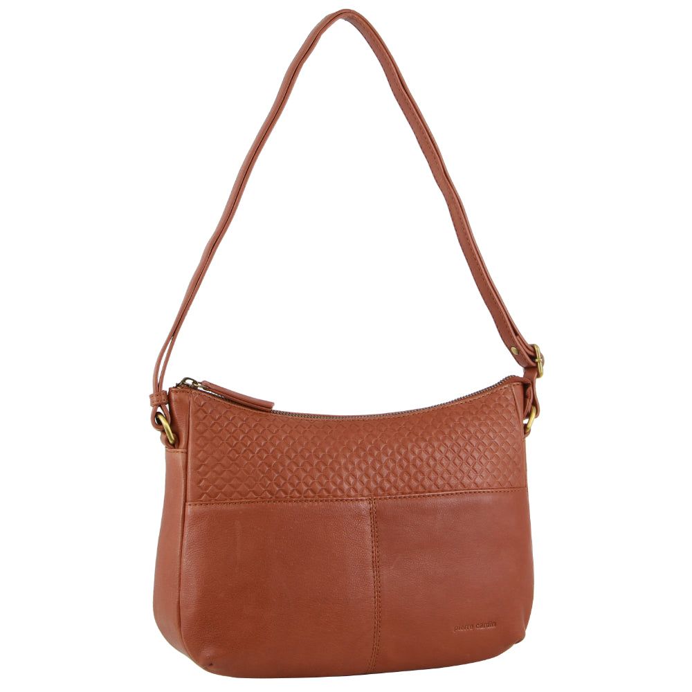 Bolsas Crossbody Pierre Cardin Leather Diamond Pattern Embossed Cross-Body Bag Feminino Marrom | 9735-UWQLG