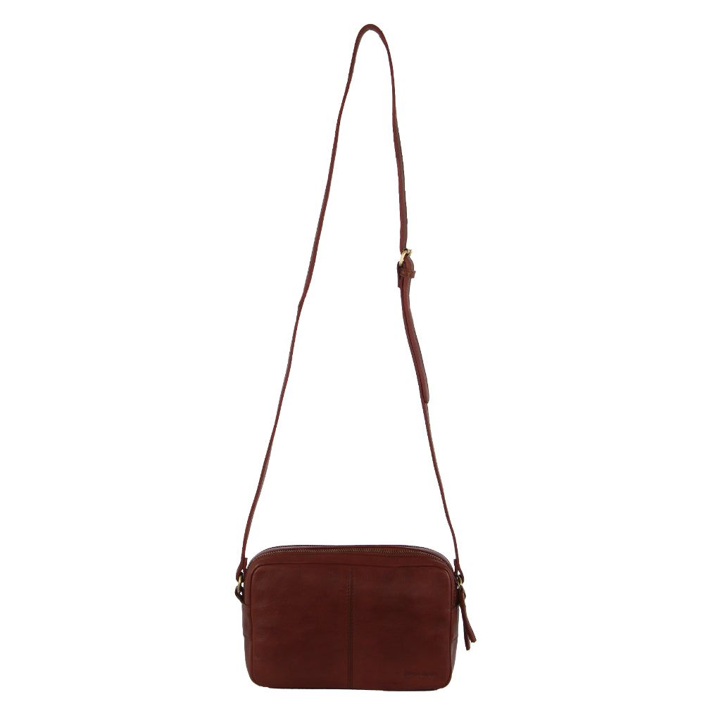Bolsas Crossbody Pierre Cardin Leather Double Zip Bag Feminino Marrom | 3741-KNSAZ