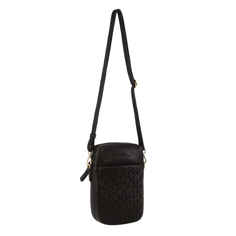 Bolsas Crossbody Pierre Cardin Leather Embossed Phone Crossbody Bag Feminino Pretas | 6195-HTNLJ