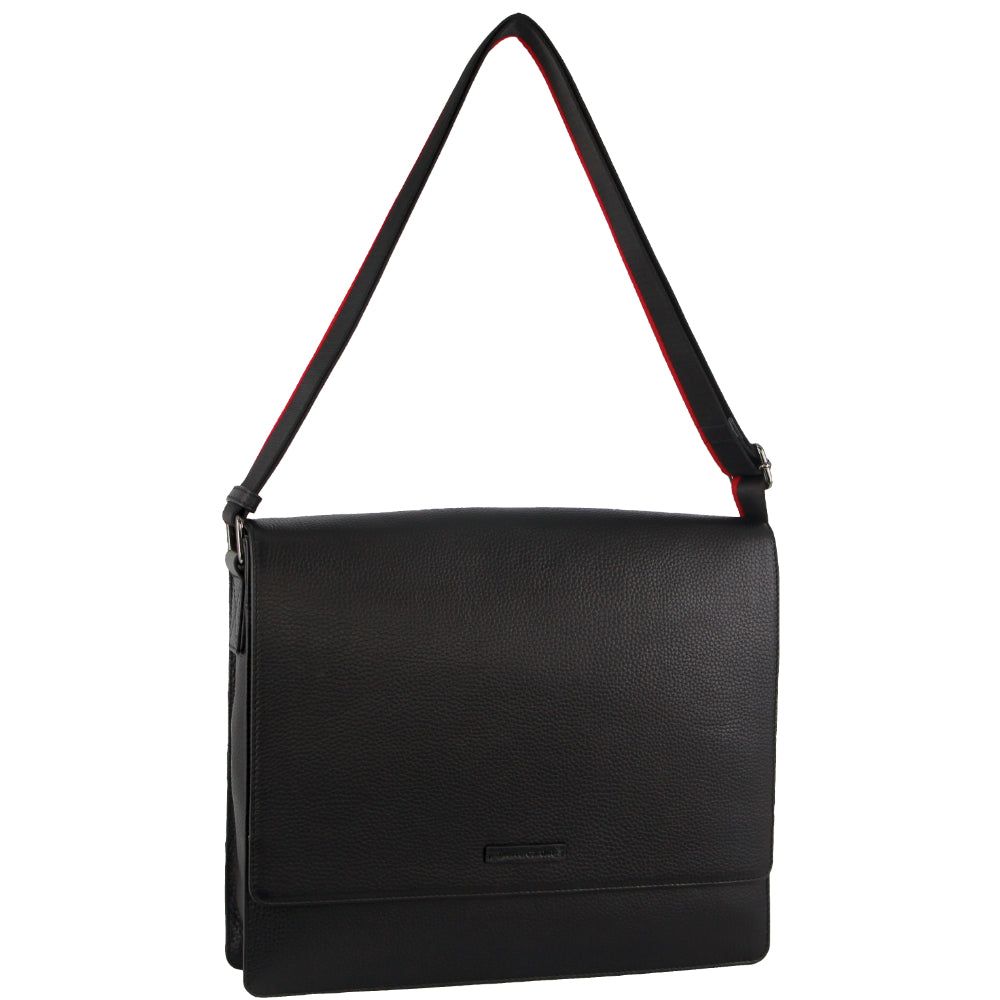 Bolsas Crossbody Pierre Cardin Leather Flap-over Computer Bag Masculino Pretas | 8256-JBWSH
