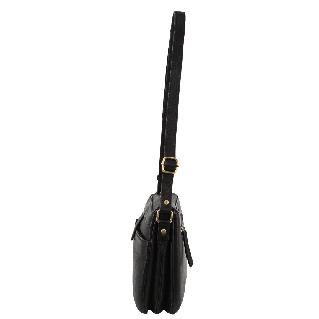 Bolsas Crossbody Pierre Cardin Leather Layered Style Crossbody Bag Feminino Pretas | 8903-PKGST