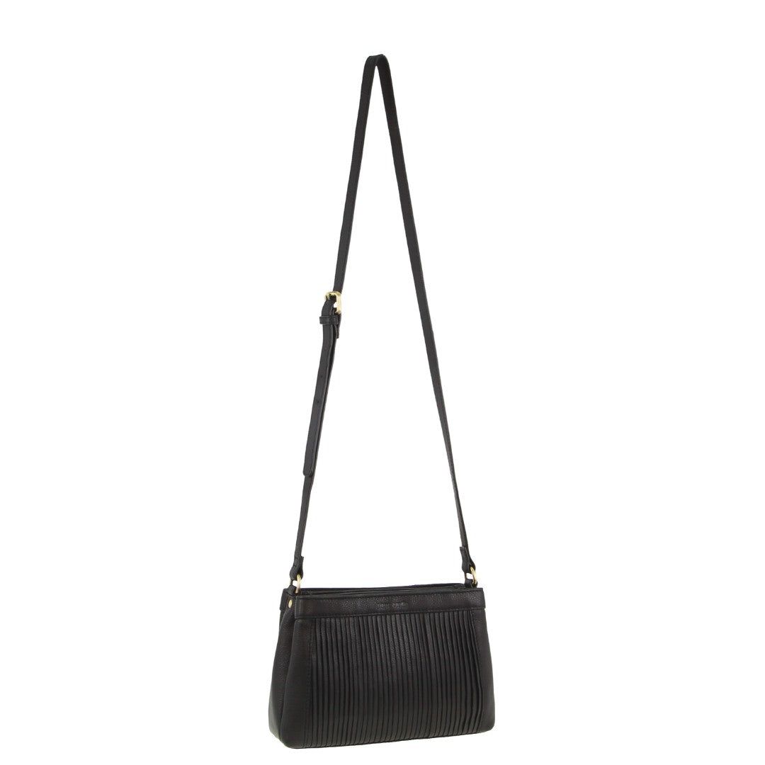 Bolsas Crossbody Pierre Cardin Leather Pleated Design Crossbody Bag Feminino Pretas | 2864-TVLJW