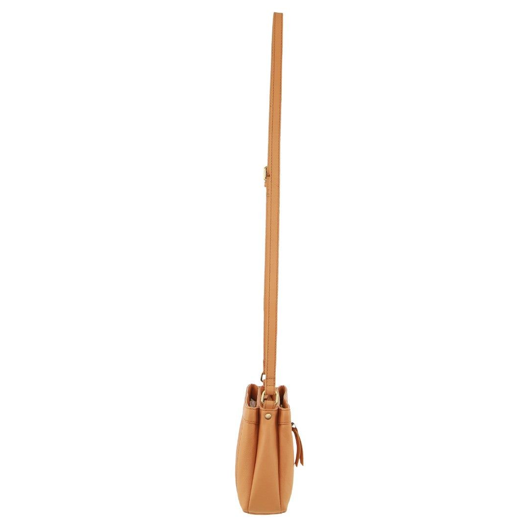 Bolsas Crossbody Pierre Cardin Leather Pleated Design Crossbody Bag Feminino Abricó | 1062-YMAVX
