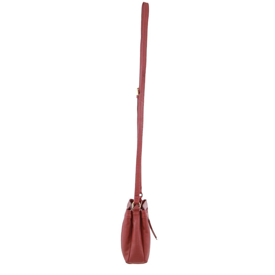 Bolsas Crossbody Pierre Cardin Leather Pleated Design Crossbody Bag Feminino Marsala | 5724-IYUED