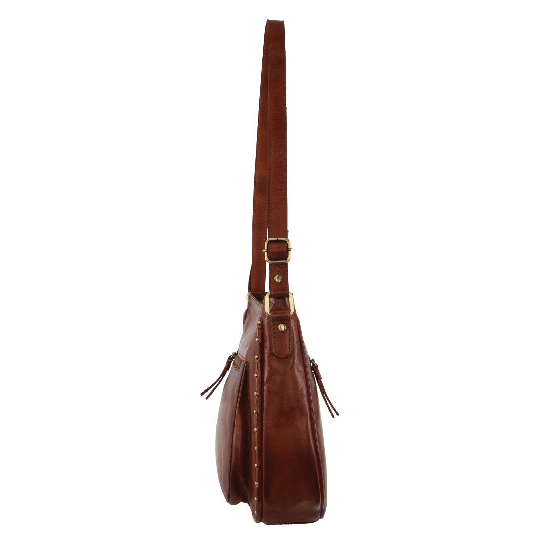 Bolsas Crossbody Pierre Cardin Leather Stud Detail Cross-body Bag Feminino Marrom | 1238-PBJYD