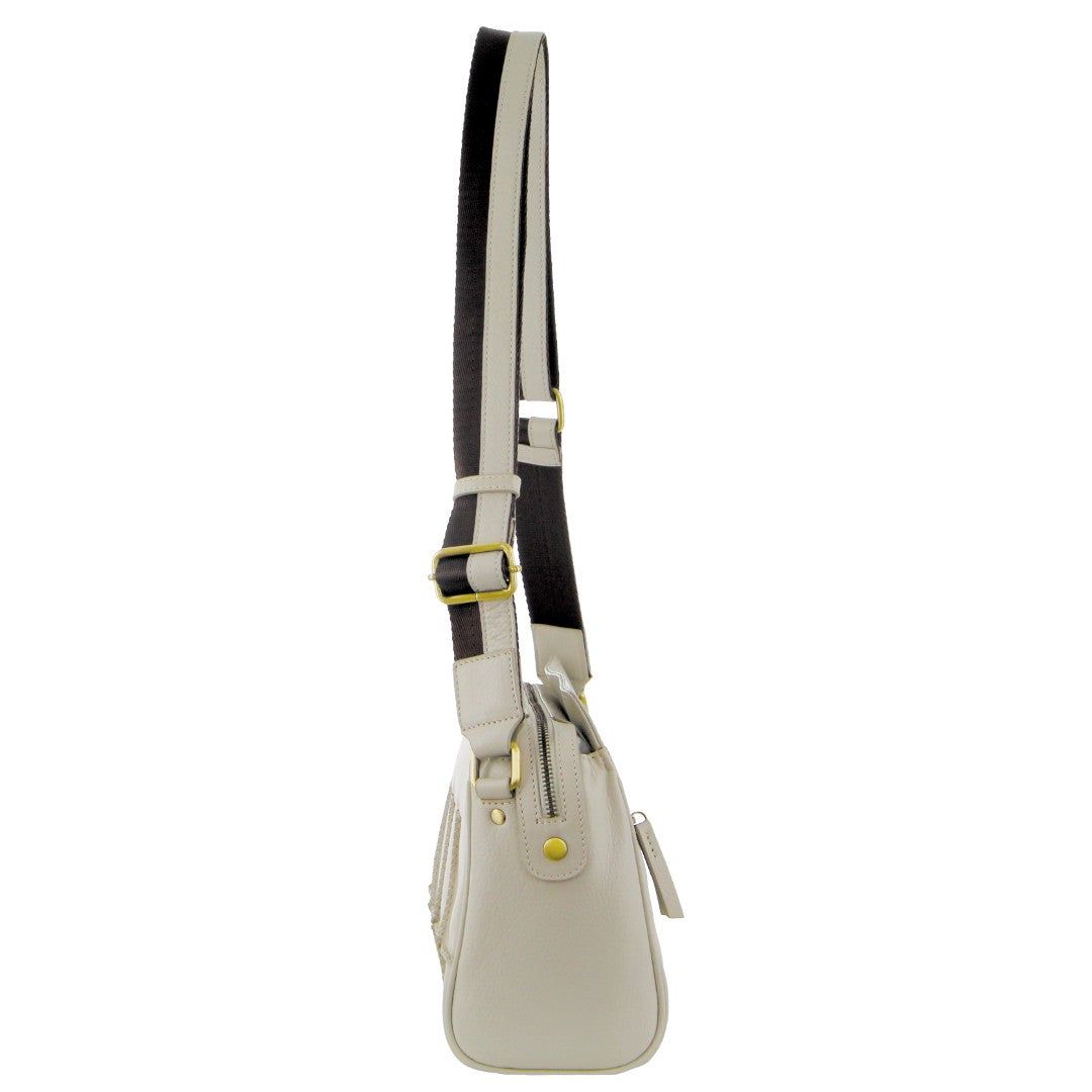 Bolsas Crossbody Pierre Cardin Leather Stitch-design Cross-body Bag Feminino Bege | 9043-XLFCY
