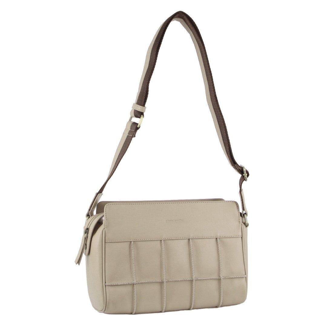 Bolsas Crossbody Pierre Cardin Leather Stitch-design Cross-body Bag Feminino Bege | 9043-XLFCY