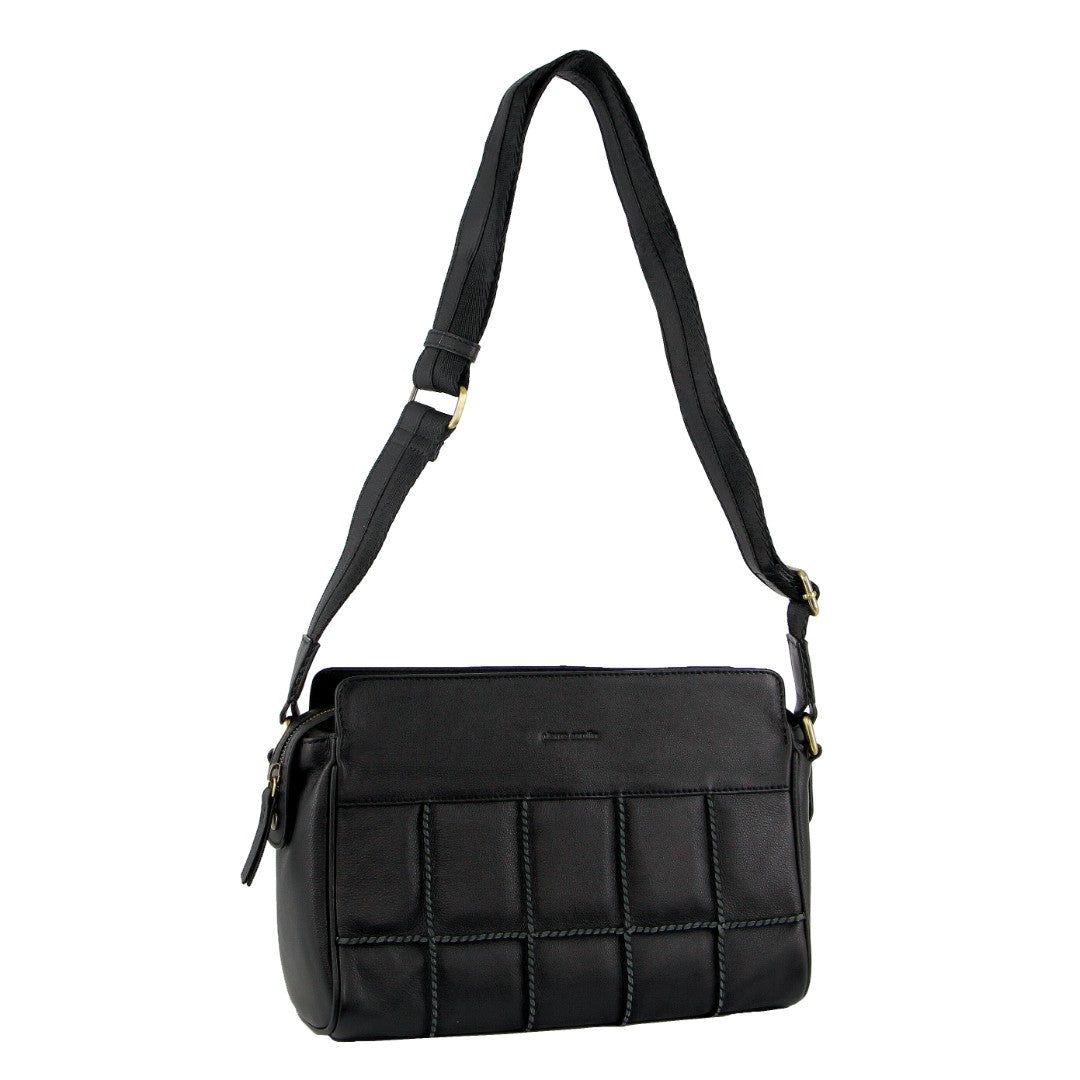 Bolsas Crossbody Pierre Cardin Leather Stitch-design Cross-body Bag Feminino Pretas | 5762-HTLPO