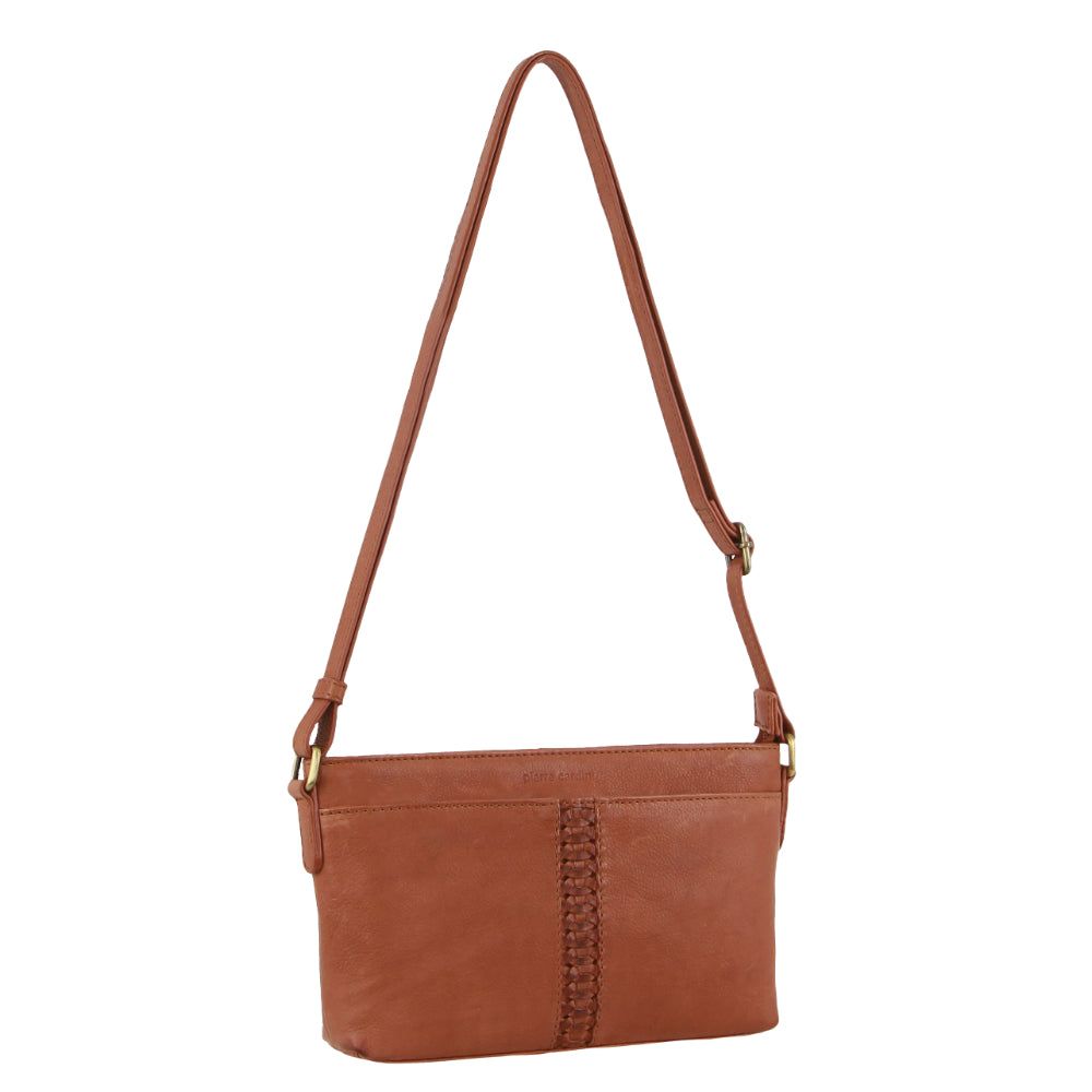 Bolsas Crossbody Pierre Cardin Leather Woven Design Crossbody Bag Feminino Marrom | 2485-YSPAW