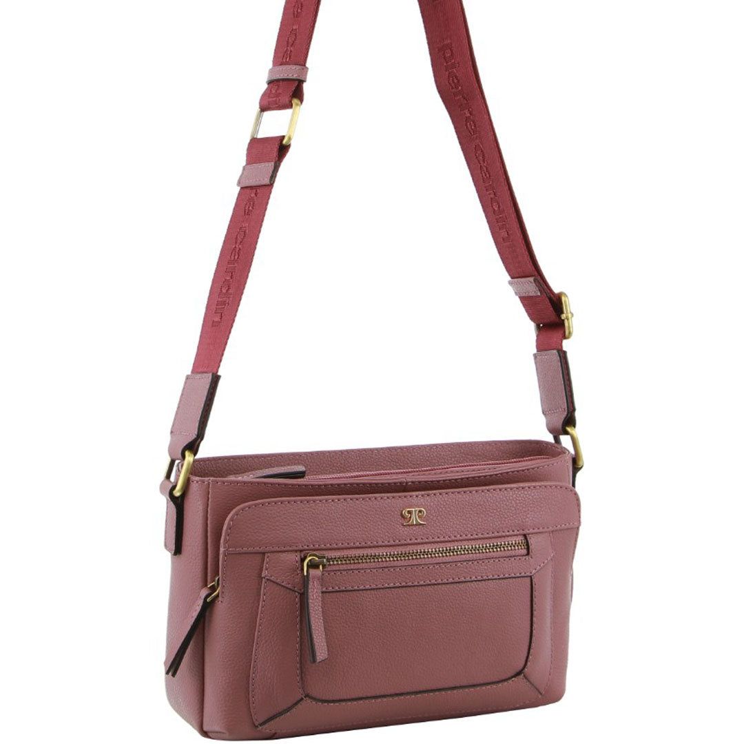 Bolsas Crossbody Pierre Cardin Leather Webbing Strap Crossbody Bag Feminino Rosa | 8972-WKRLG