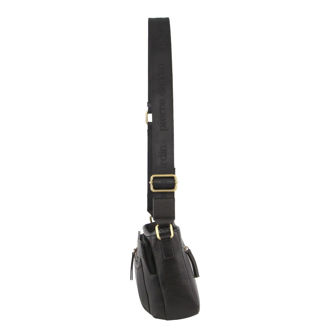 Bolsas Crossbody Pierre Cardin Leather Webbing Strap Crossbody Bag Feminino Pretas | 8746-FGDZK