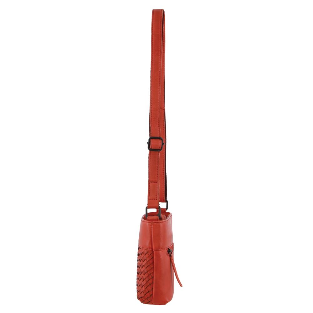 Bolsas Crossbody Pierre Cardin Leather Woven Embossed Cross-Body Bag Feminino Laranja | 7021-ZVJHF