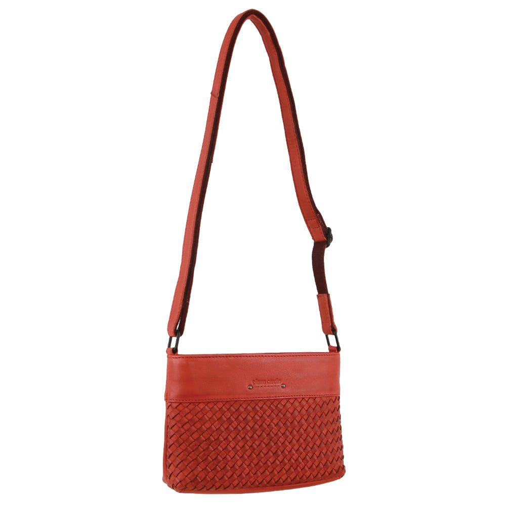 Bolsas Crossbody Pierre Cardin Leather Woven Embossed Cross-Body Bag Feminino Laranja | 7021-ZVJHF