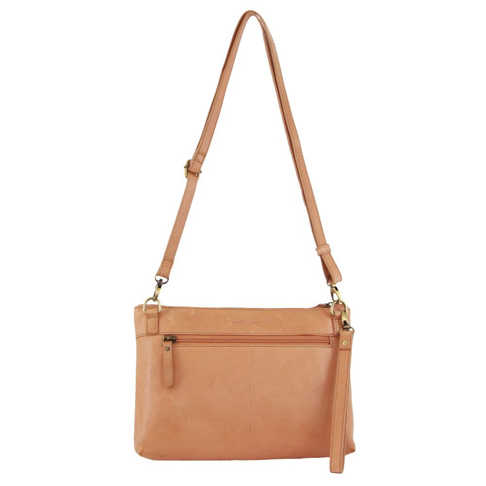 Bolsas Crossbody Pierre Cardin Leather Wristlet Crossbody Bag Feminino Abricó | 4915-DWPHK