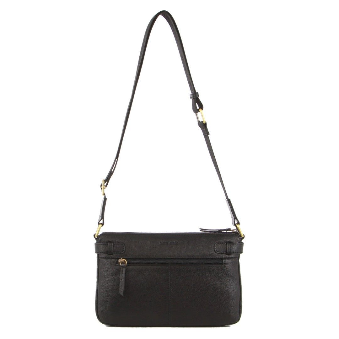Bolsas Crossbody Pierre Cardin Leather Webbing Strap Handbag Feminino Pretas | 3589-CWSBM