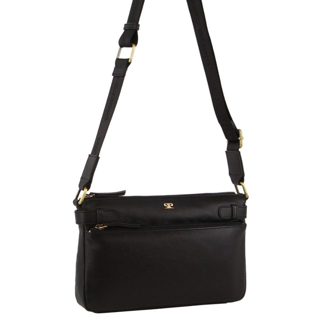 Bolsas Crossbody Pierre Cardin Leather Webbing Strap Handbag Feminino Pretas | 3589-CWSBM