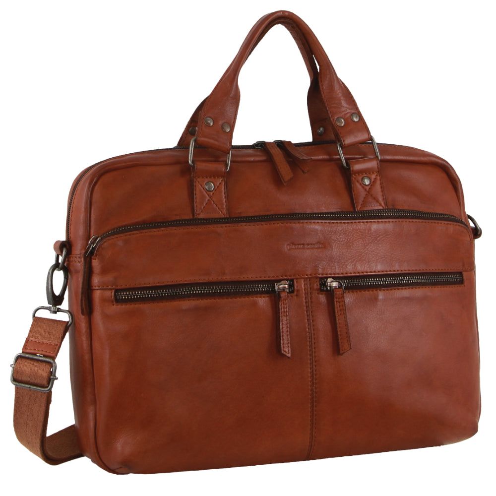 Bolsas Crossbody Pierre Cardin Multi-Compartment Leather Computer Bag Masculino Marrom | 3104-KMDLF