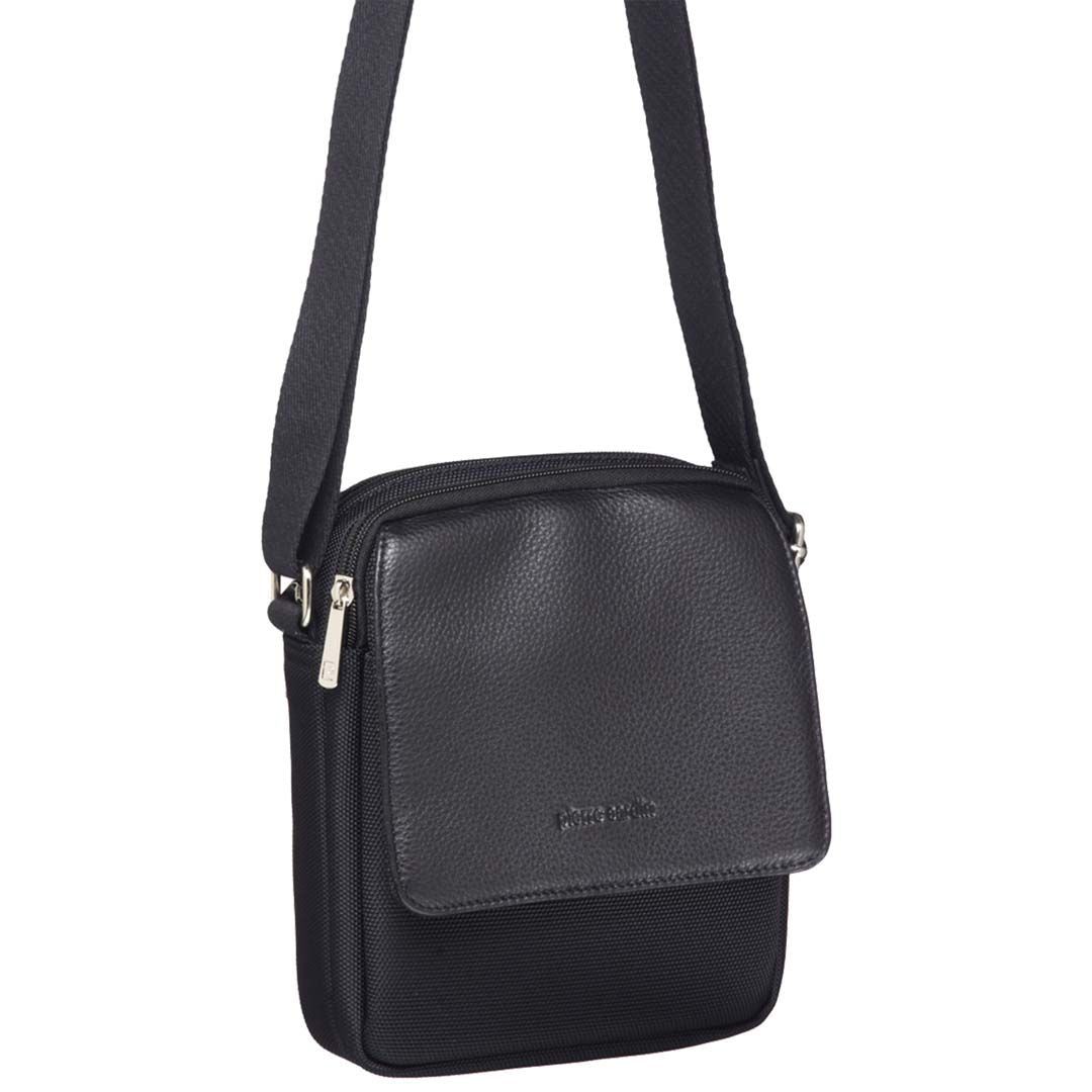 Bolsas Crossbody Pierre Cardin Nylon with Leather Trim Travel Bag Masculino Pretas | 4317-SWTPM
