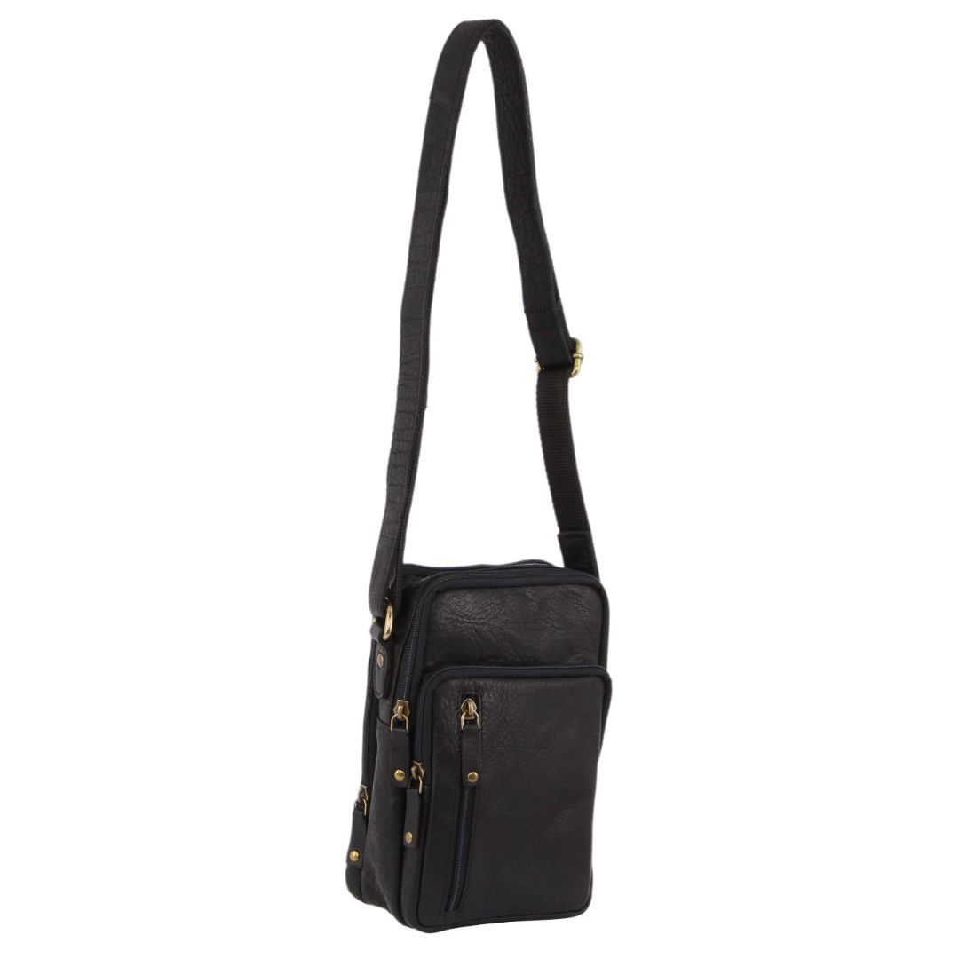 Bolsas Crossbody Pierre Cardin Rustic Leather Cross-Body Bag Masculino Pretas | 7389-NUBKP