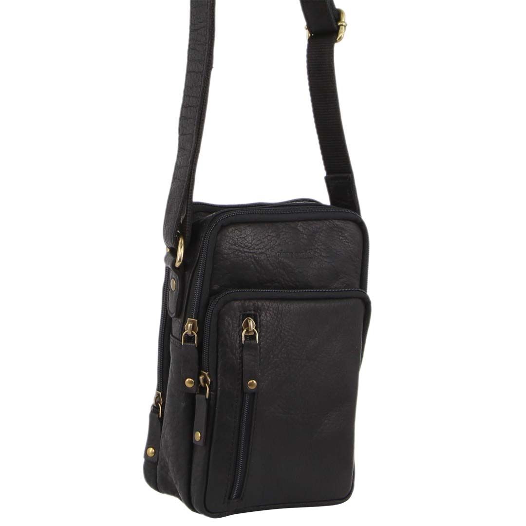 Bolsas Crossbody Pierre Cardin Rustic Leather Cross-Body Bag Masculino Pretas | 7389-NUBKP