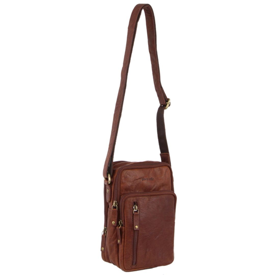 Bolsas Crossbody Pierre Cardin Rustic Leather Cross-Body Bag Masculino Marrom | 9520-RBEWJ
