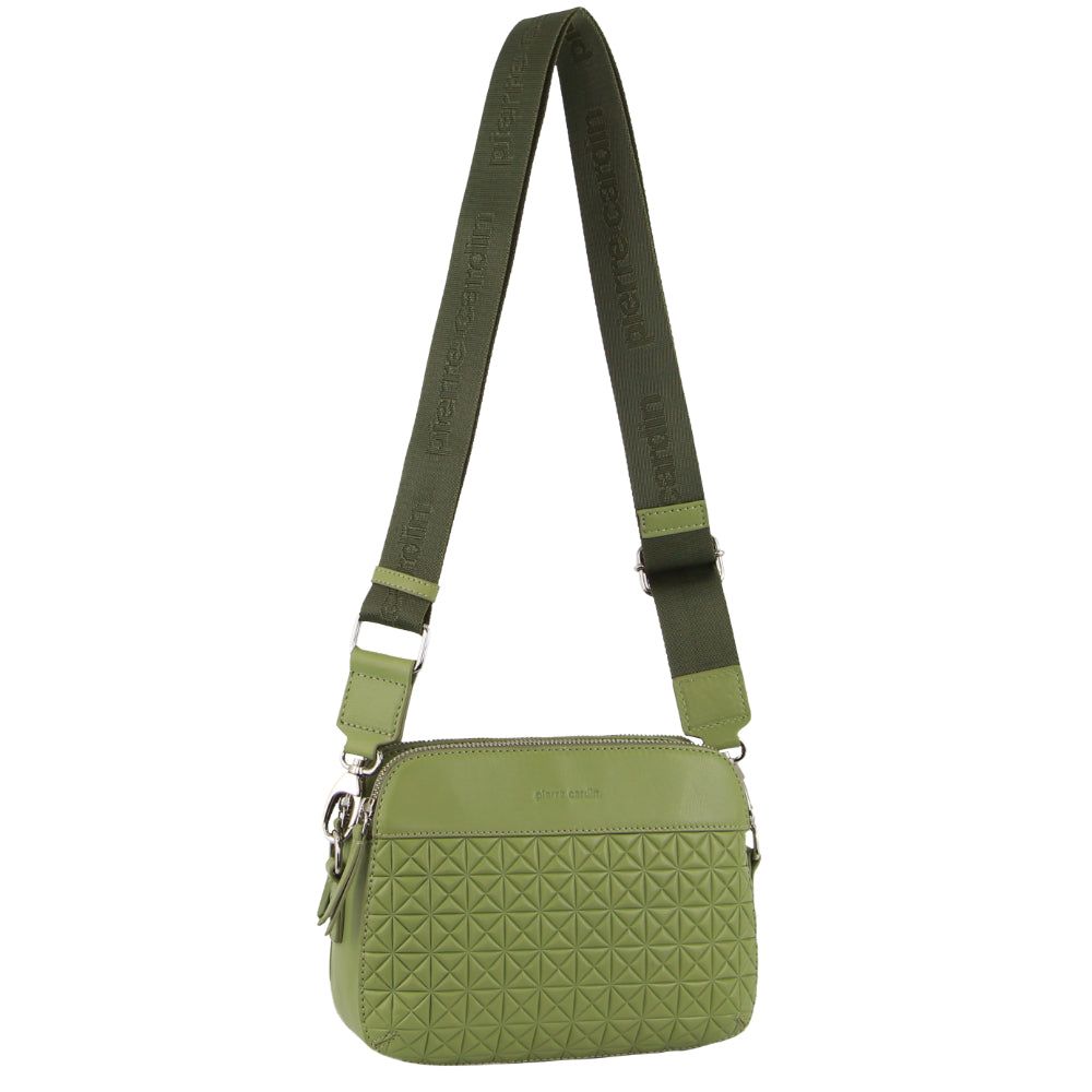 Bolsas Crossbody Pierre Cardin Webbing Strap Leather Crossbody Bag Feminino Leaf | 8120-FMTLG