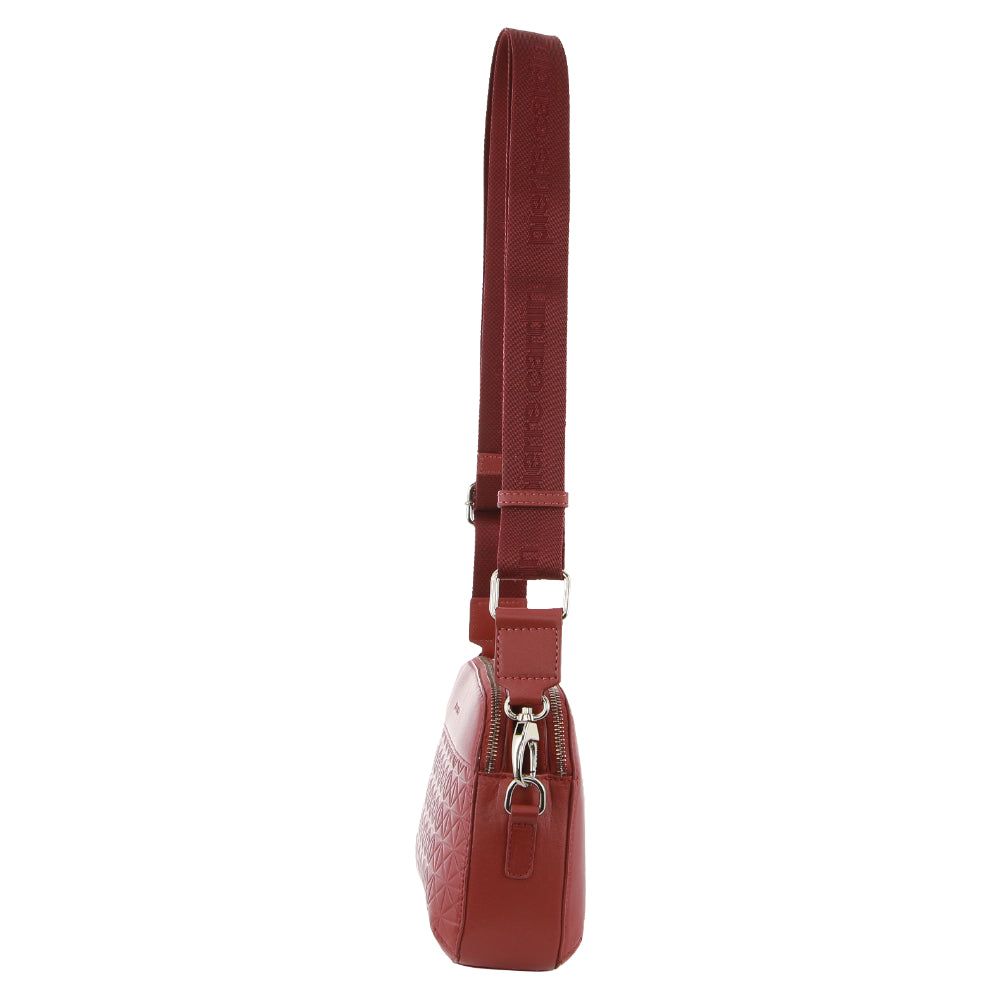 Bolsas Crossbody Pierre Cardin Webbing Strap Leather Crossbody Bag Feminino Marsala | 7241-WYFLP