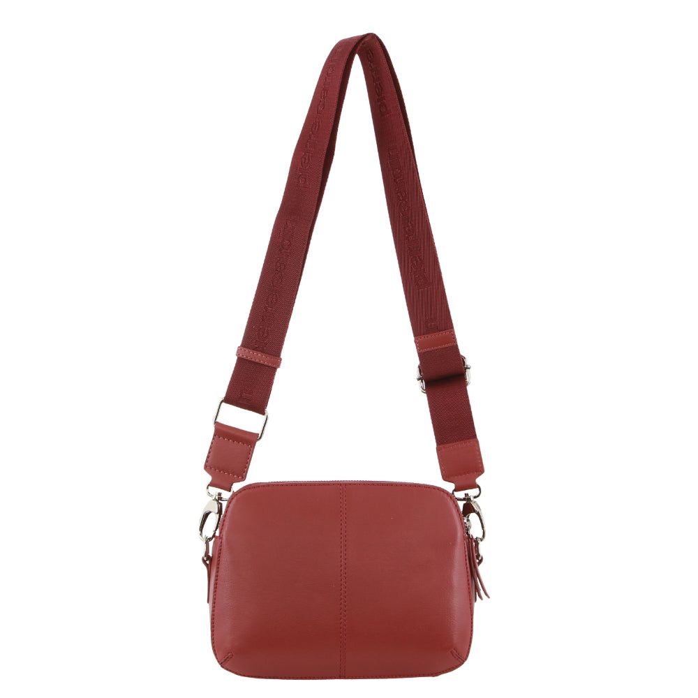 Bolsas Crossbody Pierre Cardin Webbing Strap Leather Crossbody Bag Feminino Marsala | 7241-WYFLP