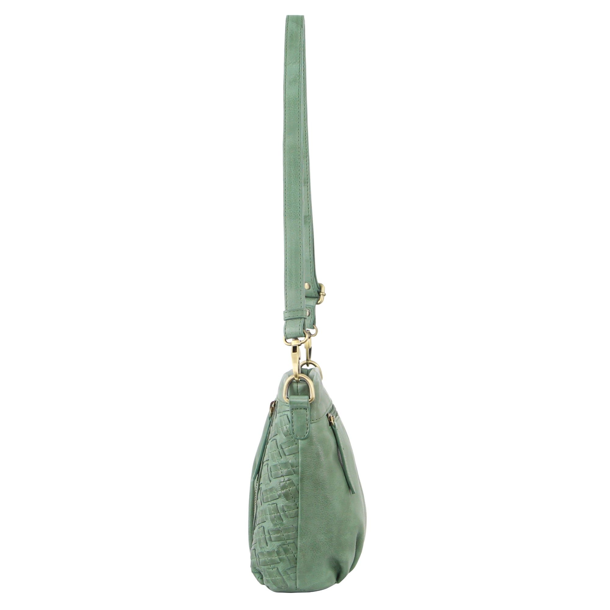 Bolsas Crossbody Pierre Cardin Woven Embossed Leather Crossbody Bag Feminino Verdes | 5804-ISUDK