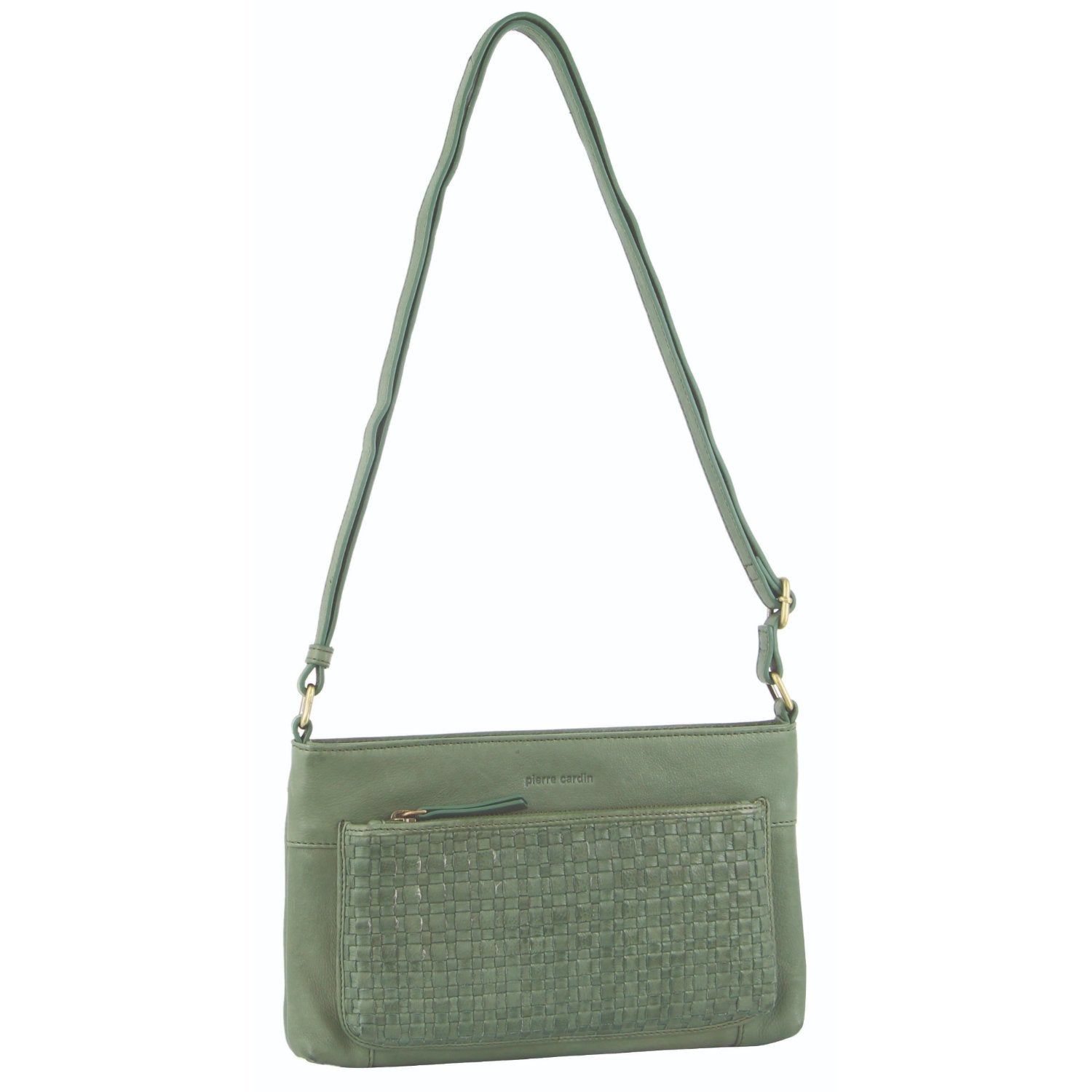 Bolsas Crossbody Pierre Cardin Woven Leather Blazer Bag Feminino Verdes | 1263-LVKOI